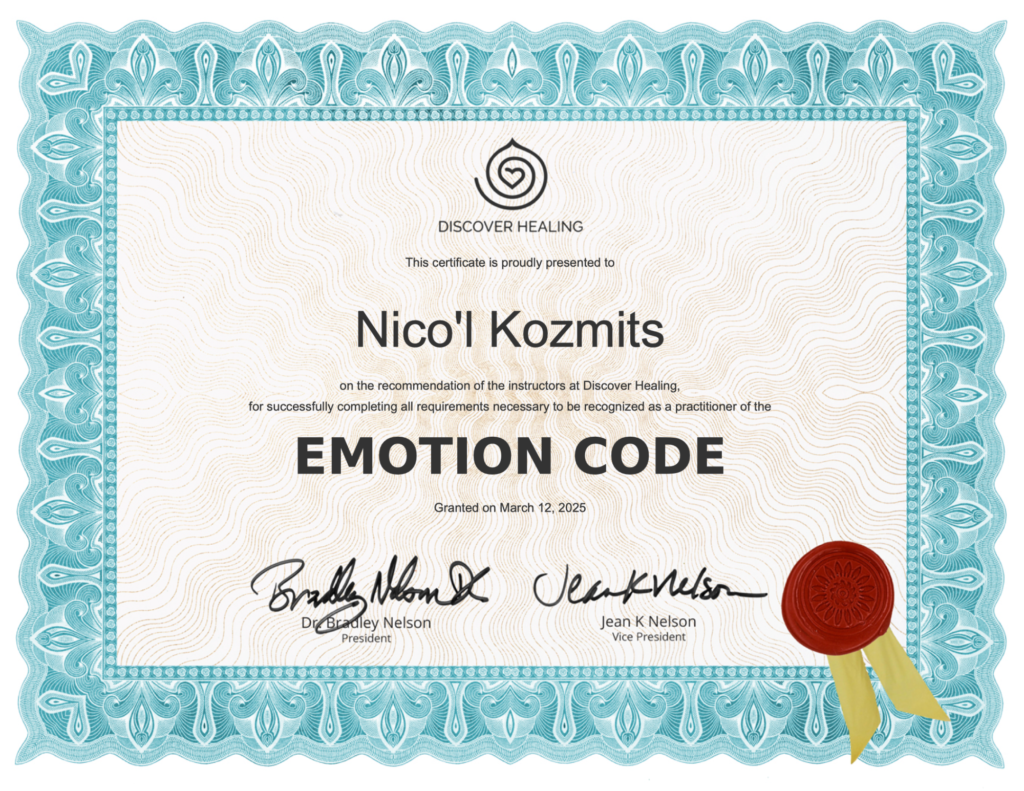 Nico'l Kozmits Body Code Certificate