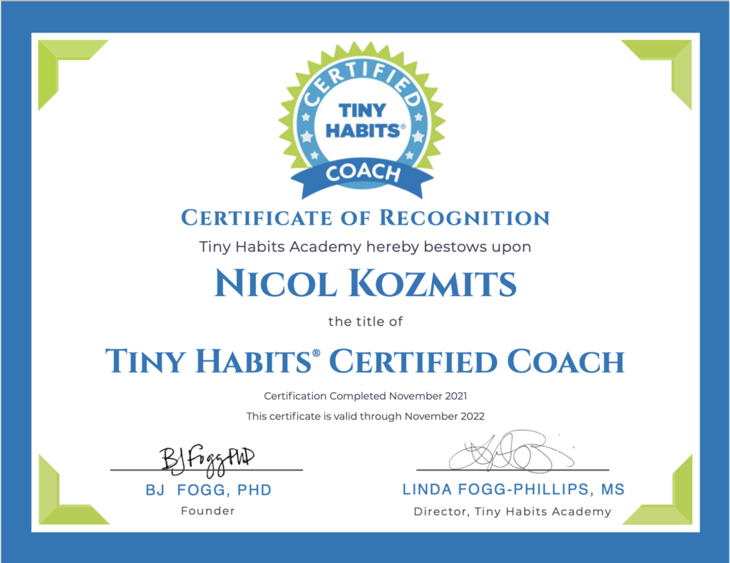 Tiny Habits Certified Coach by BJ Fogg