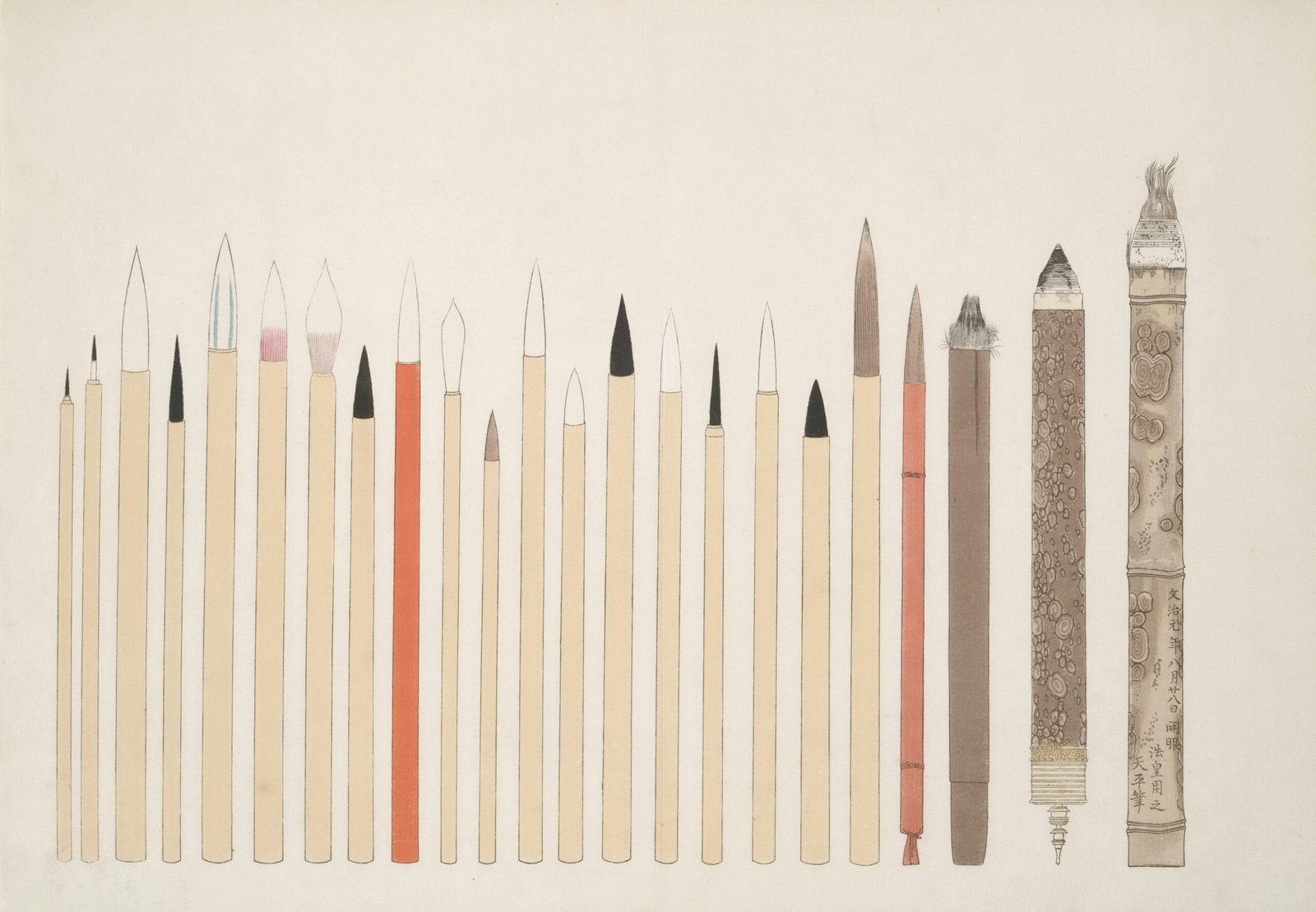 An illustration of writing brushes" The New York Public Library Digital Collections.