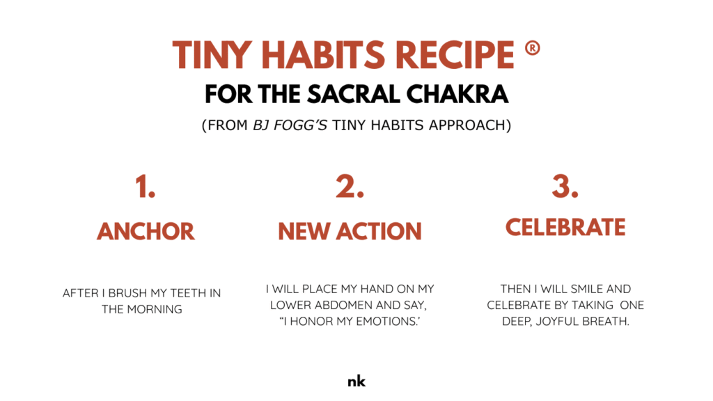 Tiny Habits Printable Recipe Card Sacral Chakra