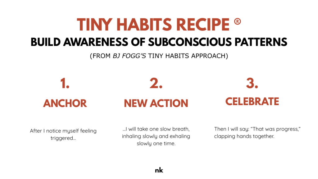 Tiny Habits Build Awareness of Subconscious Patterns BLOG GRAPHIC